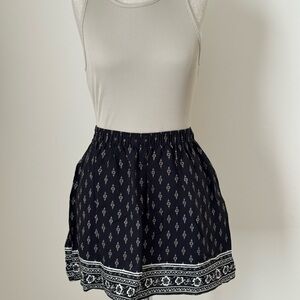 Hollister Back and Cream Skirt with Boho-Chic Pattern
